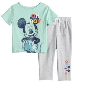 Disney Mickey Mouse Baby Boy Short Sleeve Tee & Pants 24 Months NEW
